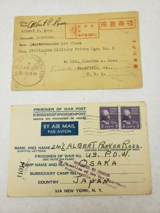 Rare Correspondence - Us Navy Pow Japan Wwii Between Mother And Son