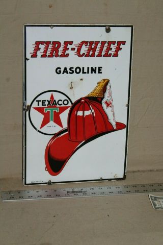 Rare 1941 Texaco Fire Chief Gasoline Porcelain Gas Pump Plate Sign Hat