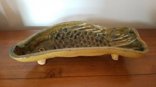 Lovely Rare Antique Fish Mold,  Stands On Three Legs - Stoneware 1800 