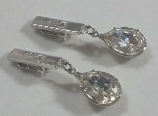RARE AUTHENTIC DIOR CHRISTIAN DIOR SILVER TONE CRYSTAL DROP CLIP - ON EARRINGS 4