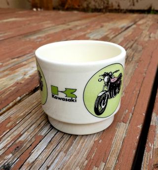 Vintage 1970 ' s RARE Kawasaki Coffee Cup Mug Retro Motorcycle Bike Cafe Racer 3