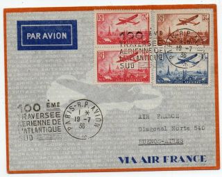 1936 France To Argentina Special Flight Cover,  Rare Stamps And Cancels