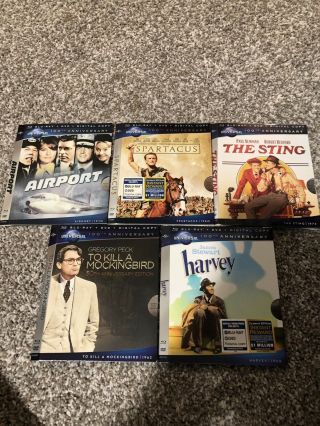 Rare Oop Universal 100 Blu Ray Slipcovers Only Spartacus,  The Sting,  Etc.