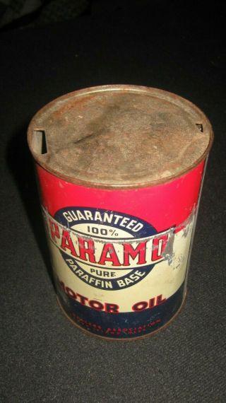 Vintage Opened Paramo Oil Motor Engine Gas Service Station 1 Qt Can " Rare "