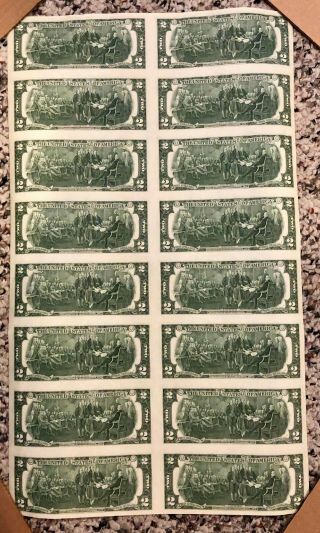 1976 Uncut Currency Star Sheet 16 $2.  00 dollar Federal Reserve Notes RARE A 5