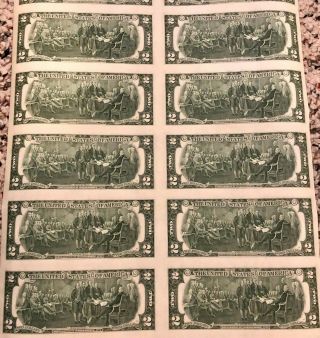 1976 Uncut Currency Star Sheet 16 $2.  00 dollar Federal Reserve Notes RARE A 6