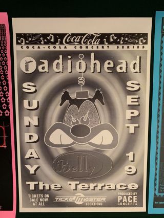 Radiohead W Belly Rare 1993 Concert Gig Poster Paster Austin Tx Pablo Honey Tour
