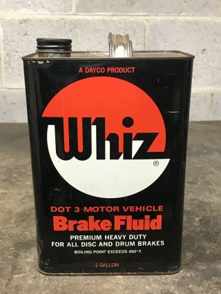 Vintage Whiz Brake Fluid 1 Gallon Can Motor Oil Gas Rare