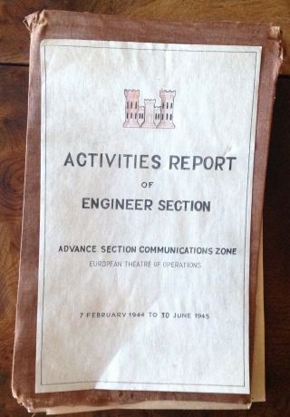 Ww2 1944 Activities Report Of Engineer Section (us Army,  Europe) Papers,  Rare