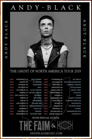 Andy Black The Ghost Of Ohio 2019 Ltd Ed Rare Tour Poster Black Veil Brides