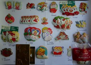 500,  Vintage Christmas Gummed Seals Angels Antique Variety Rare Stickers