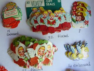 500,  Vintage Christmas Gummed Seals Angels Antique Variety Rare Stickers 3