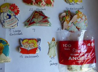 500,  Vintage Christmas Gummed Seals Angels Antique Variety Rare Stickers 4