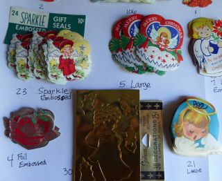500,  Vintage Christmas Gummed Seals Angels Antique Variety Rare Stickers 5