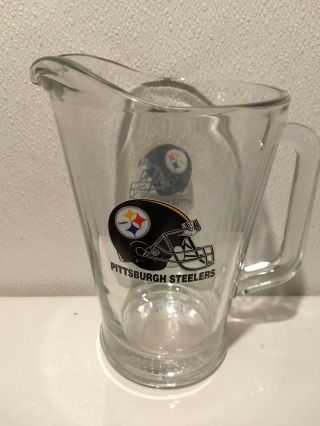 Rare Glass Pittsburgh Steelers Beer Pitcher Helmet Logo Bar Man Cave Nfl Pub