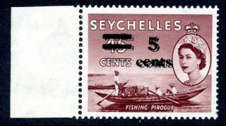 Seychelles Rare 1957 5c On 45c Double Surcharge Mnh Sg 191e Cat.  £550
