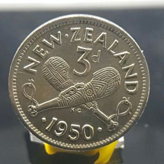 1950 Zealand Nz Threepence Gem Unc Rare Three Pence