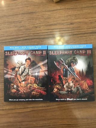 Sleepaway Camp 2/3 Scream Factory Blu Rays W/ Posters Rare Oop