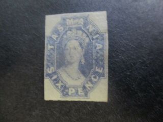 Tasmania Stamps: 6d Chalon Imperf - Seldom Seen - Rare (d199)