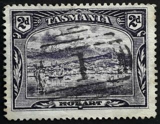 Rare Undated Tasmania Australia 2d Purple Pict Stamp No.  Cancel 1 Woodbury
