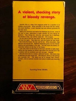 I Spit On Your Grave VHS Rare Wizard Video Rape Revenge Horror Exploitation Gore 2