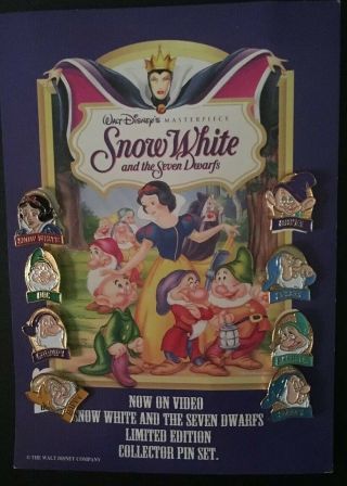 Limited Edition Disney 8 Head Pins Snow White & 7 Dwarfs Rare Htf