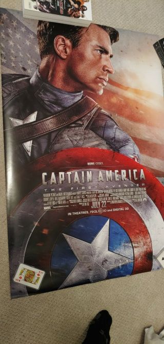 Captain America Movie Poster 2011 27x40 Double Sided Rare Chris Evans