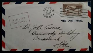 Rare 1939 Canal Zone Airmail 20th Anniv Of Opening Of Panama Canal Fdc