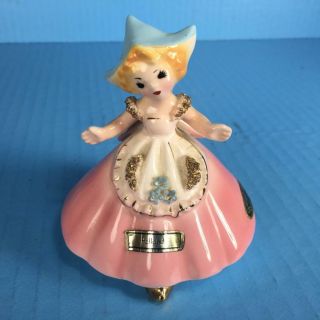 Rare Vintage Josef 3.  5 " Girl Figurine Holland W/ Foil Labels
