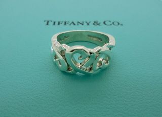 Authentic Tiffany & Co.  Paloma Picasso Loving Heart Silver Ring Us5 - Rare