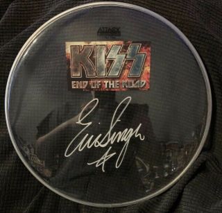 Eric Singer Signed Kiss End Of The Road Tour Drum Head Autograph Rare