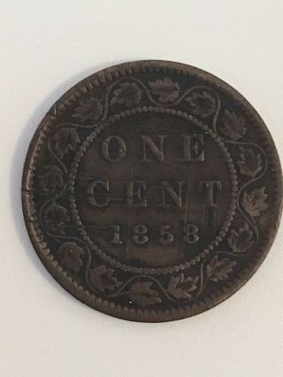 Canada 1858 1 Cent Rare Canadian Coin