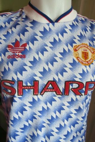 Manchester United 1990 - 1992 Away Football Shirt Rare Retro Size 34 - 36 " Small