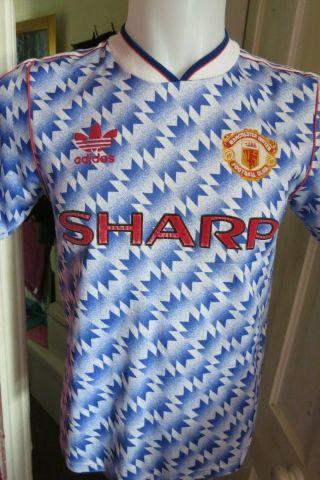 Manchester United 1990 - 1992 Away Football Shirt Rare Retro Size 34 - 36 