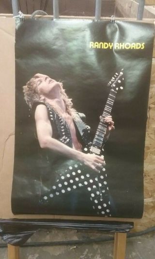 1985 Vtg Randy Rhoads Flying V Guitar Music Poster 80s Rare