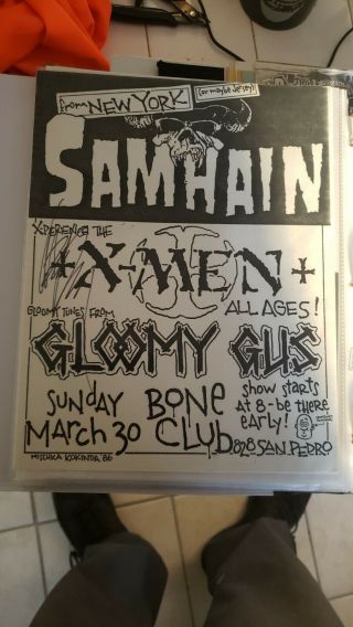 Samhain Gig Flyer Signed By Glen Danzig Rare Misfits Kbd Hardcore Punk
