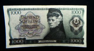 1966 Austria Rare Banknote 1000 Shilling Xf & Value