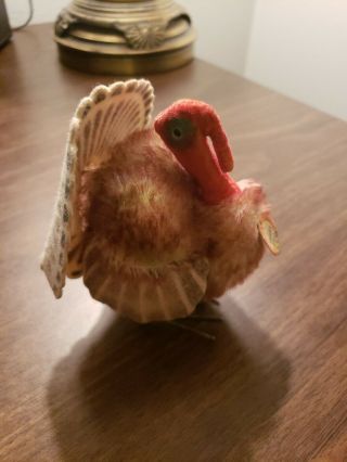 Rare 1950 ' s Vintage Steiff Tucky Turkey Made in Germany With Tag and Button 1310 2