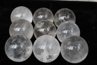 9 Rare Natural Transparent Clear Quartz Crystal Sphere Ball Healing B13 1078g