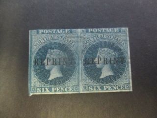 South Australia Stamps: 6d Blue Reprint Pair Rare (f310)