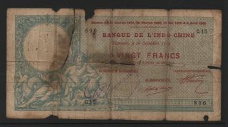 Caledonia 20 Francs Noumea - Bank Of Indo - China - 1 Very Rare