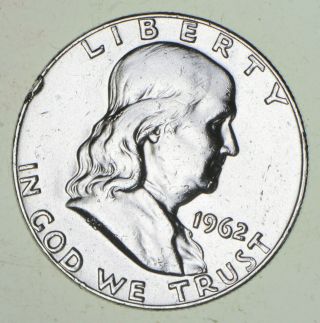 Higher Grade - 1962 - D - Rare Franklin Half Dollar 90 Silver Coin 159