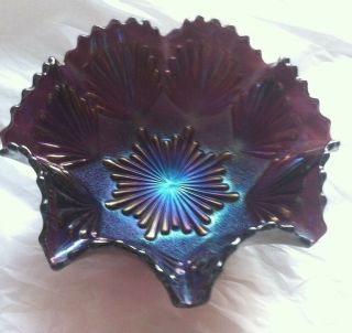 Rare Ant Imperial Shells And Sand Elec Blue Purple Ruffled Bowl Htf