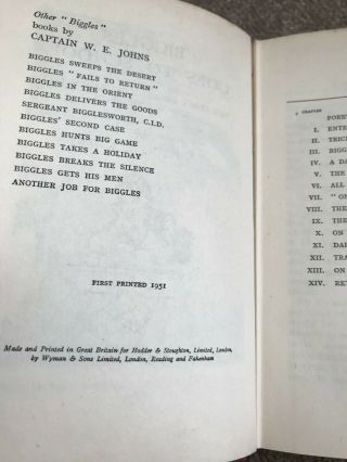 Captain W E Johns Biggles Goes To School Book 1951 1st Edition 1/1 Print Rare DJ 3