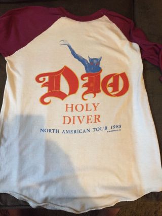 Dio Holy Diver 1983 Concert T Shirt Maroon Sleeves Rare