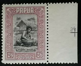 Very Rare 1932 - 40 Papua 2/6 - Pottery Making Stamp 2/6 - Plate Mark In Selvage Muh