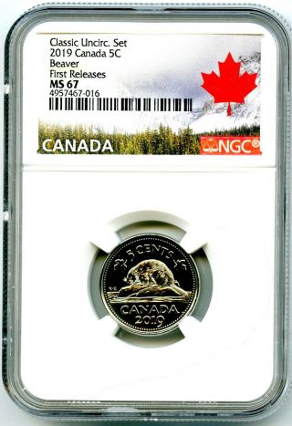 2019 Canada 5 Cent Classic Nickel Ngc Ms67 First Releases Rare