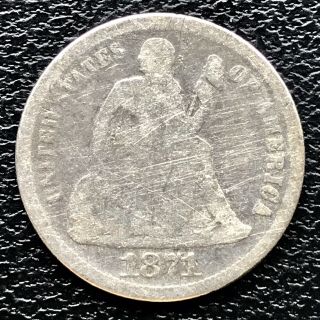 1871 Seated Liberty Dime 5c Circulated Rare 17267