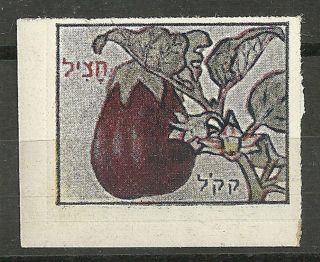 Judaica Poland Rare Old Label Stamp Kkl Jnf 1939 Eggplant