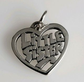 James Avery Sterling Silver 925 Rare Retired Little Sister Heart Charm Pendant